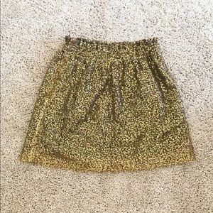 JCrew Sequin gold skirt